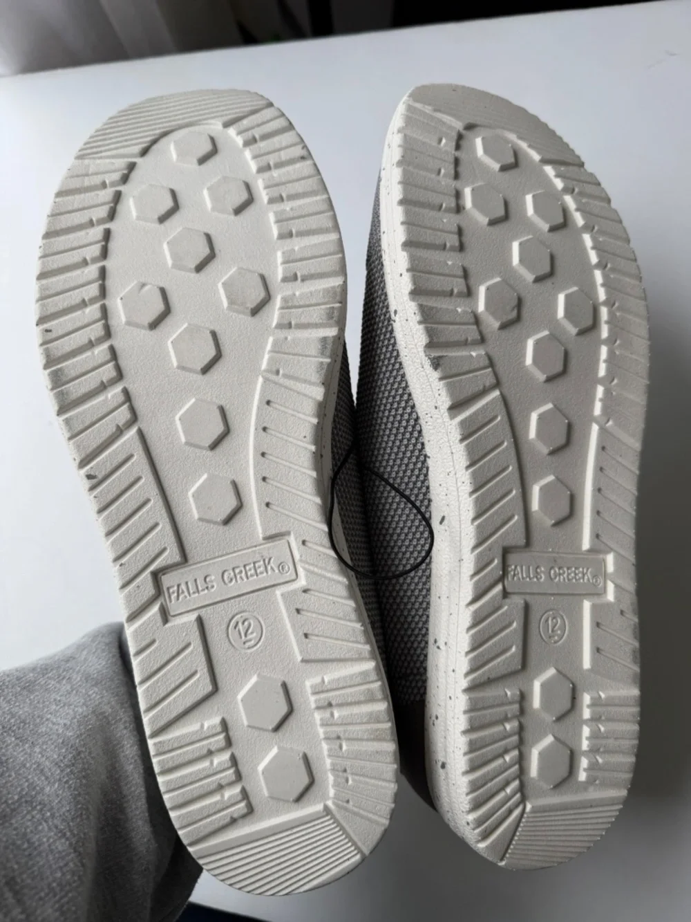 FALLS CREEK New $35 Enzo Mens 12 Gray White Slip On Memory Foam Casual Shoes 109
